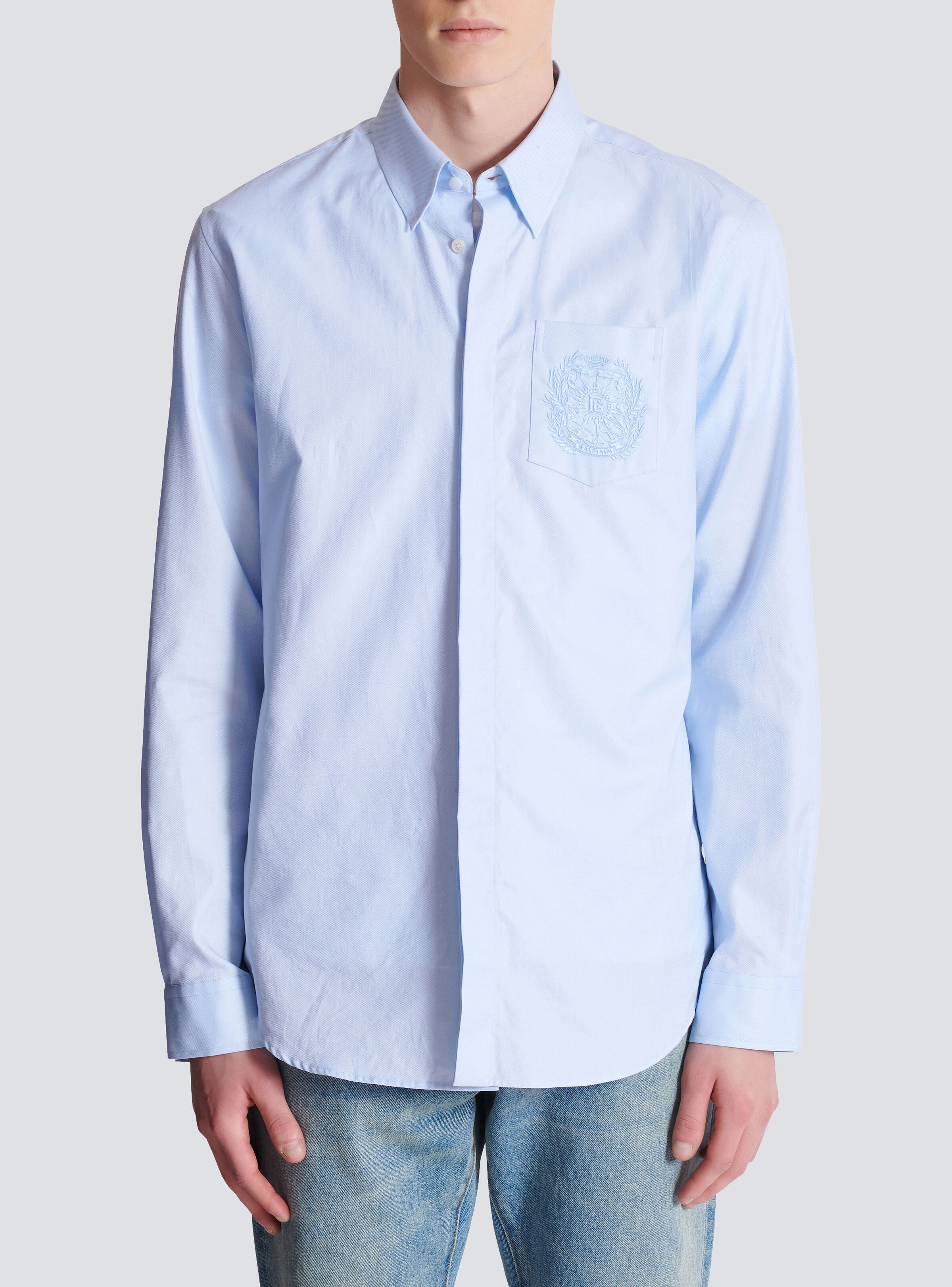Balmain Écusson embroidered cotton shirt - 5