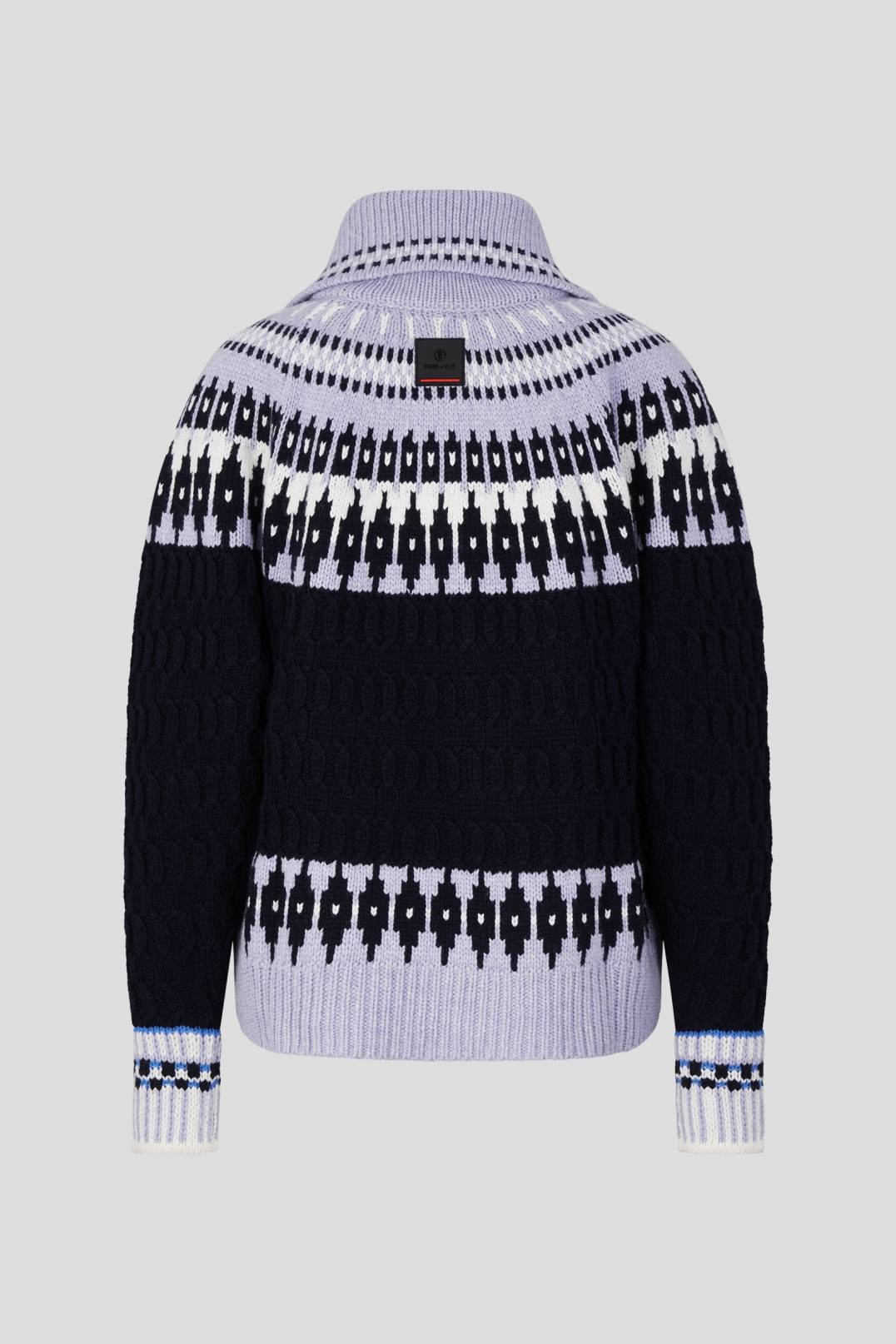 DARGY KNIT PULLOVER IN LILAC/NAVY BLUE - 5