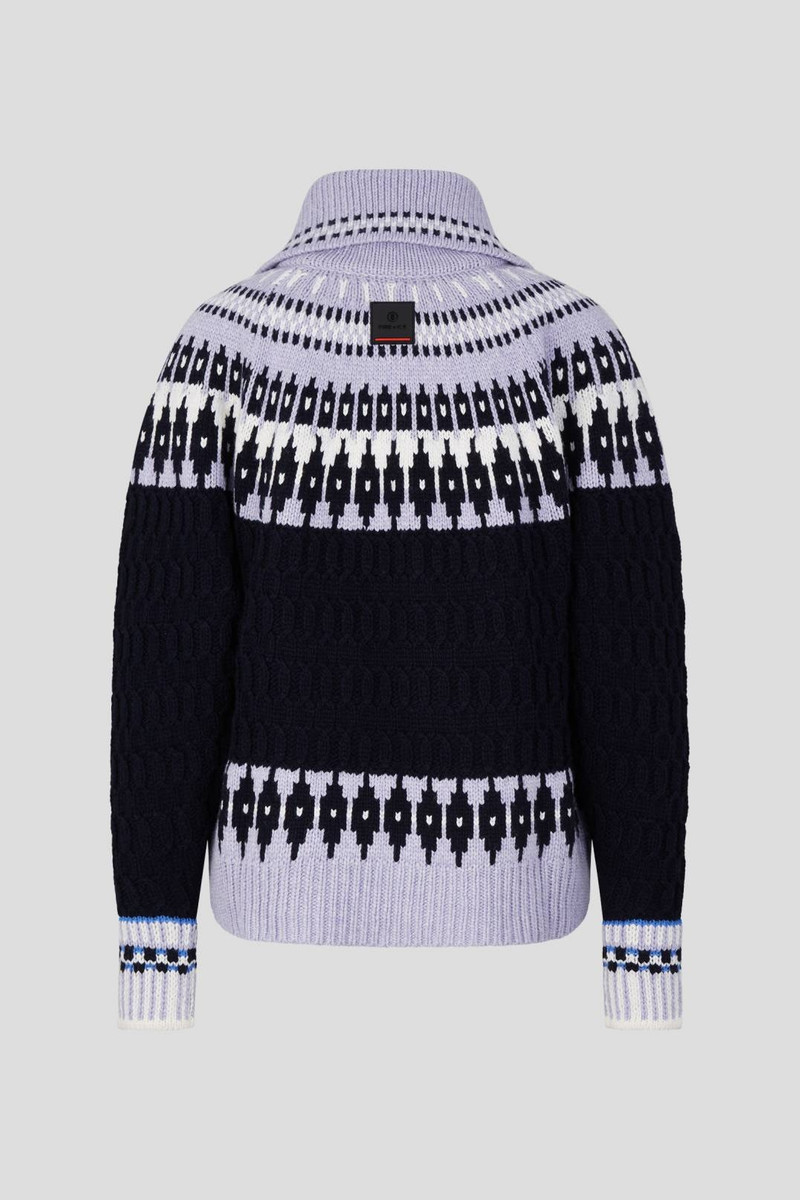 BOGNER DARGY KNIT PULLOVER IN LILAC/NAVY BLUE outlook