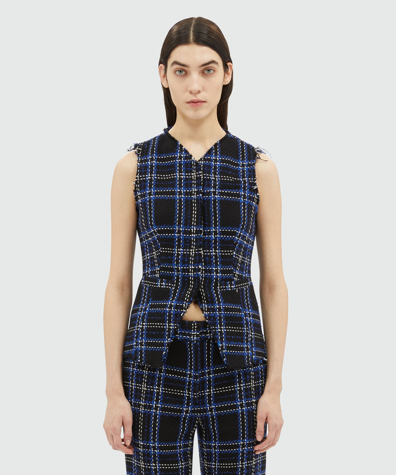 MSGM Tweed maxi-check vest outlook