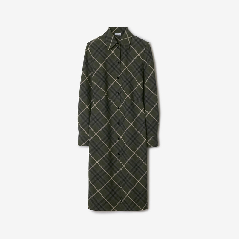 Check Wool Blend Shirt Dress 1