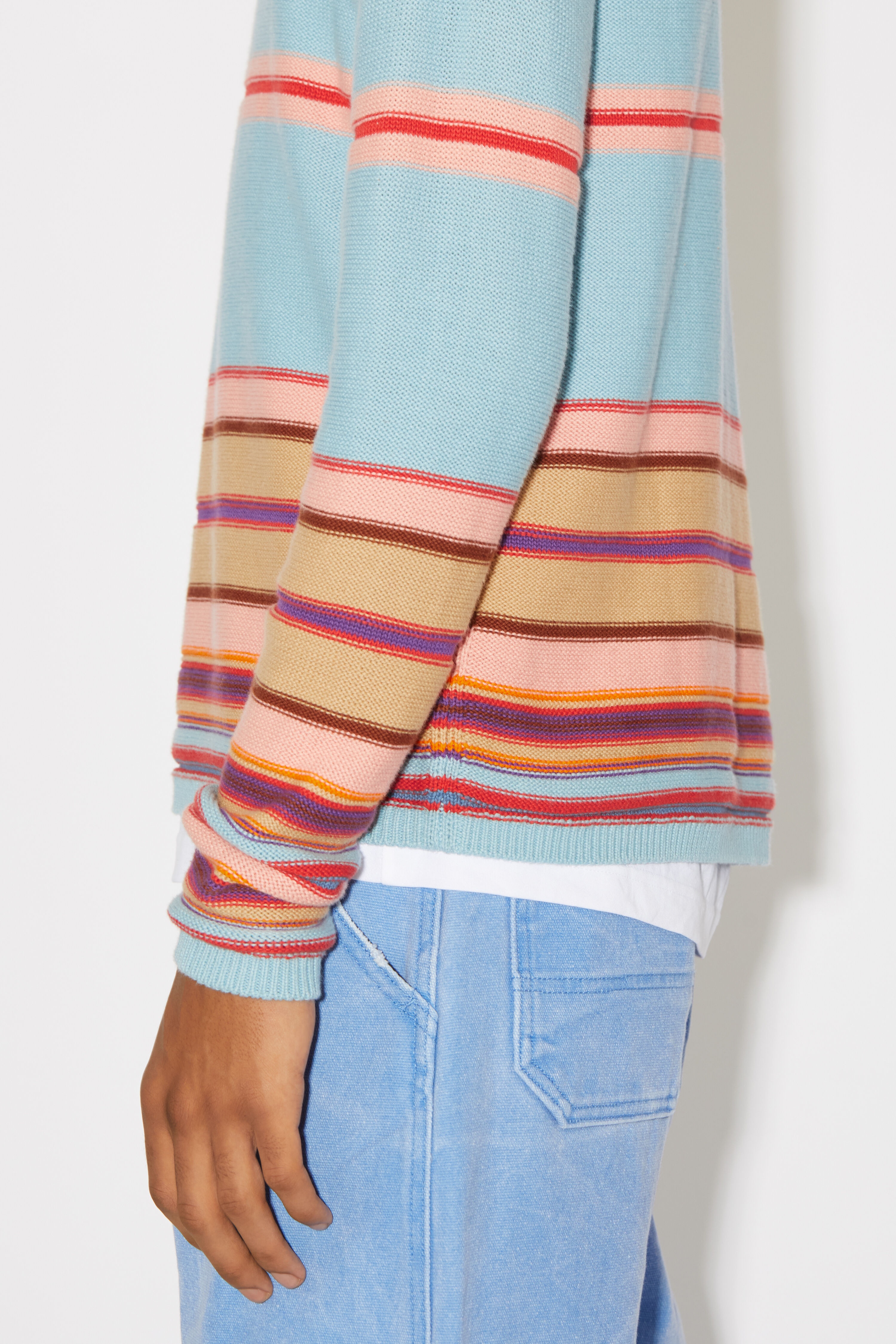 Crew neck knit jumper - Dusty blue/multi - 4