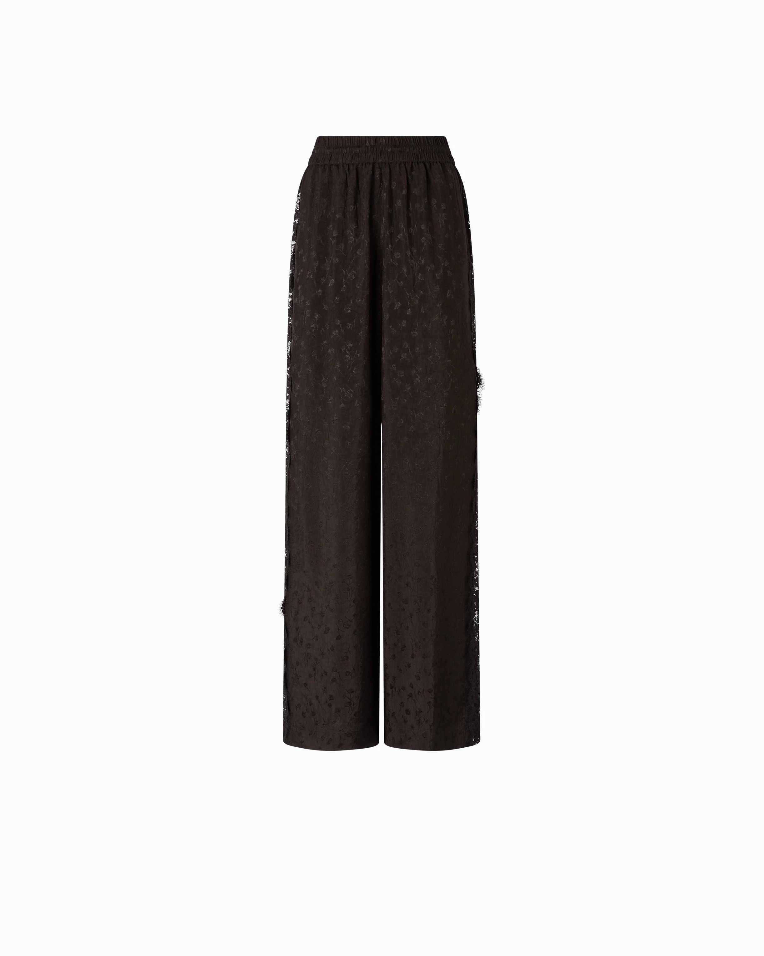 PALAZZO TROUSERS WITH FLORAL MOTIF AND LACE TRIM - 1