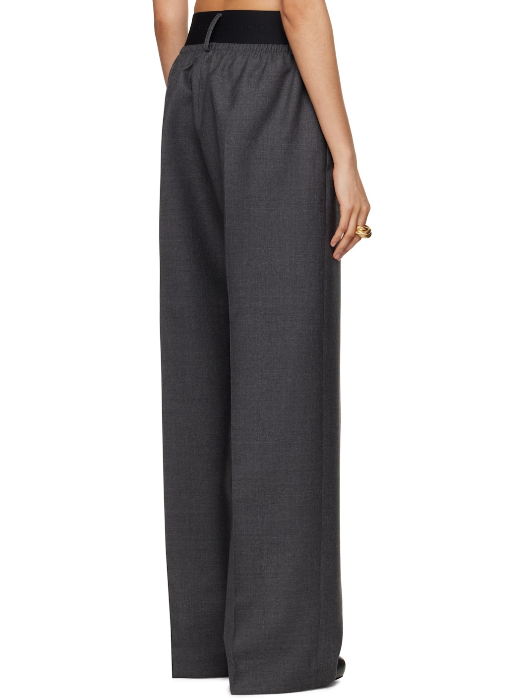 Gray Elastic Waist Trousers - 3