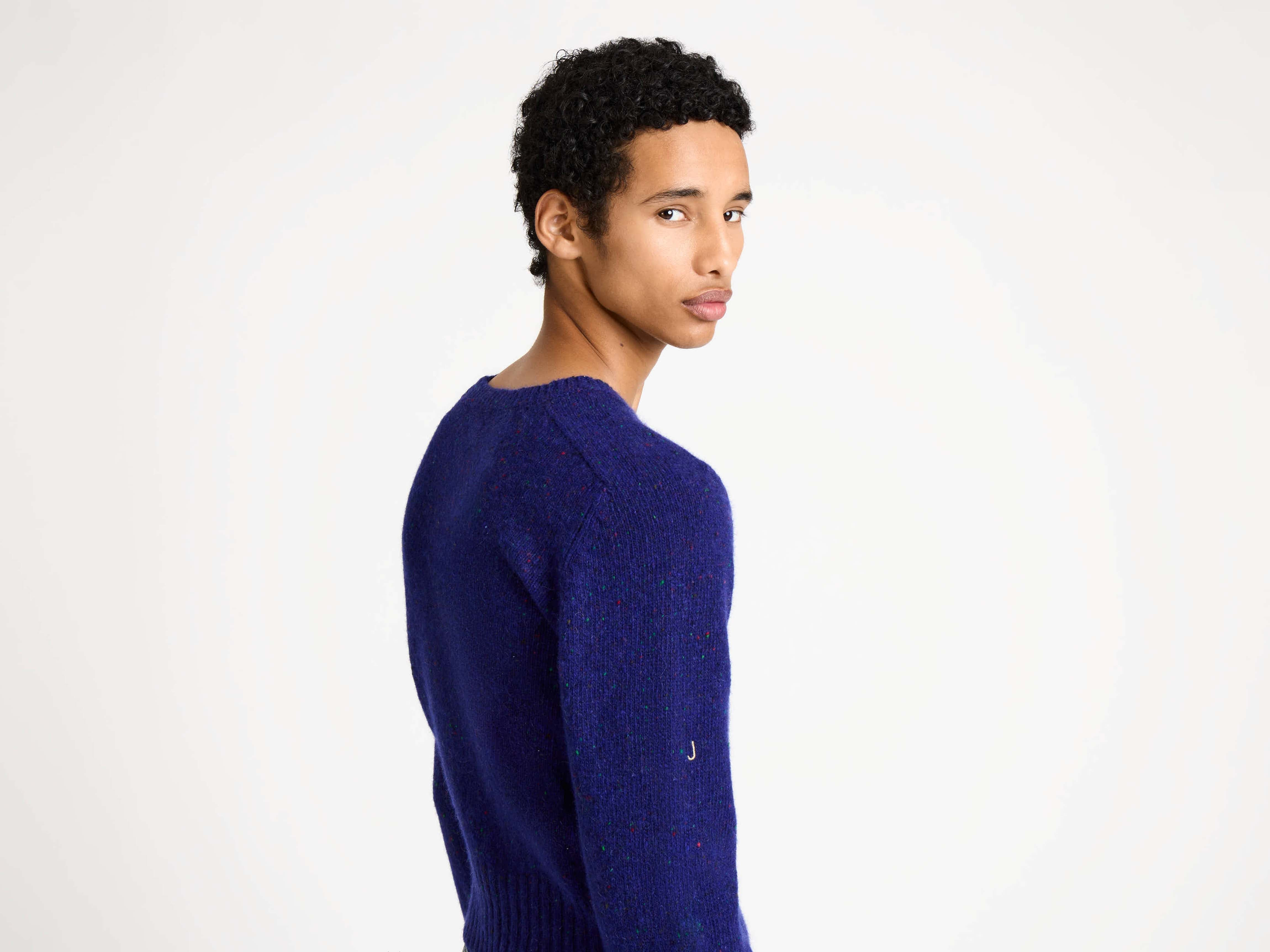 SLEEVE EMBROIDERED CREW NECK JUMPER IN VIOLET - 4