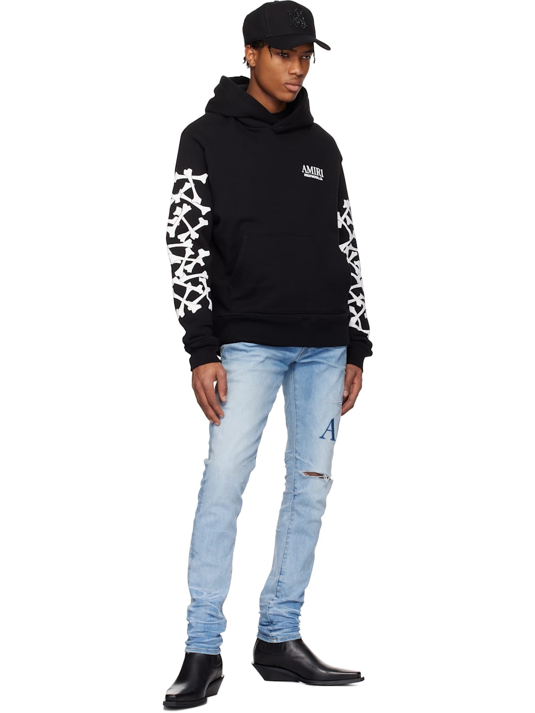 Blue Starburst Appliqué Skinny Jeans - 4