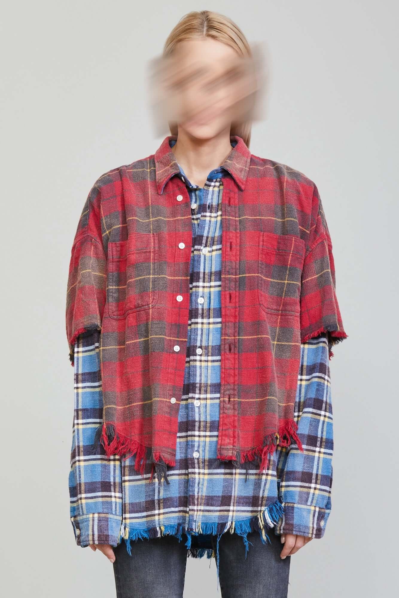 DBL LAYER SHIRT - RED W/BLUE PLAID - 5