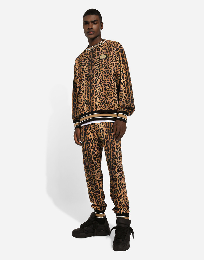 Round-neck sweatshirt with leopard-print Crespo and tag 5