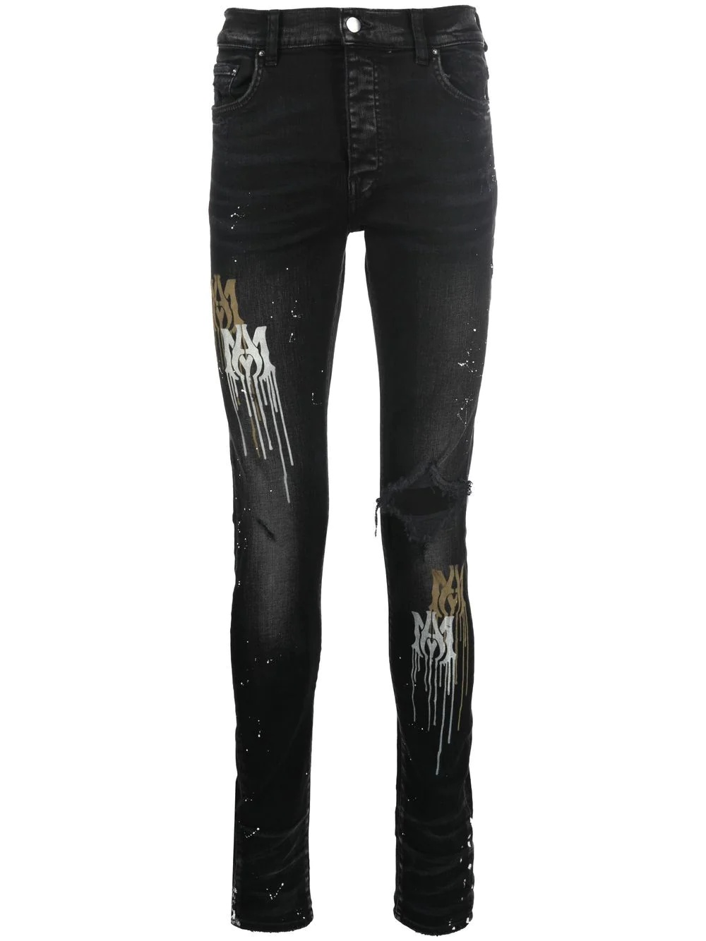 paint splatter-blend skinny-cut jeans - 1