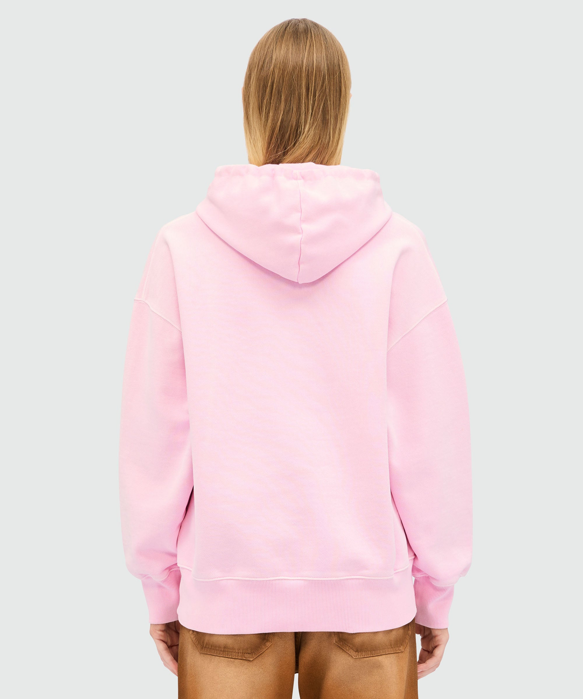 Pink jersey hoodie with cursive MSGM logo - 3