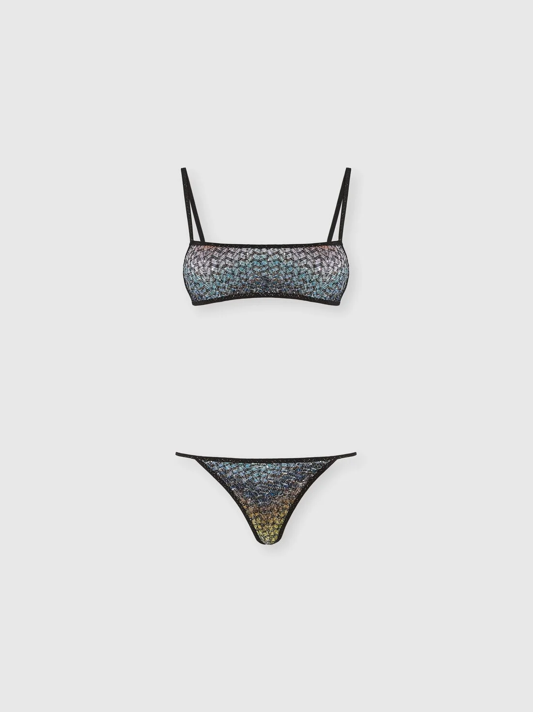 Balconette bikini in zigzag viscose lamé - 1