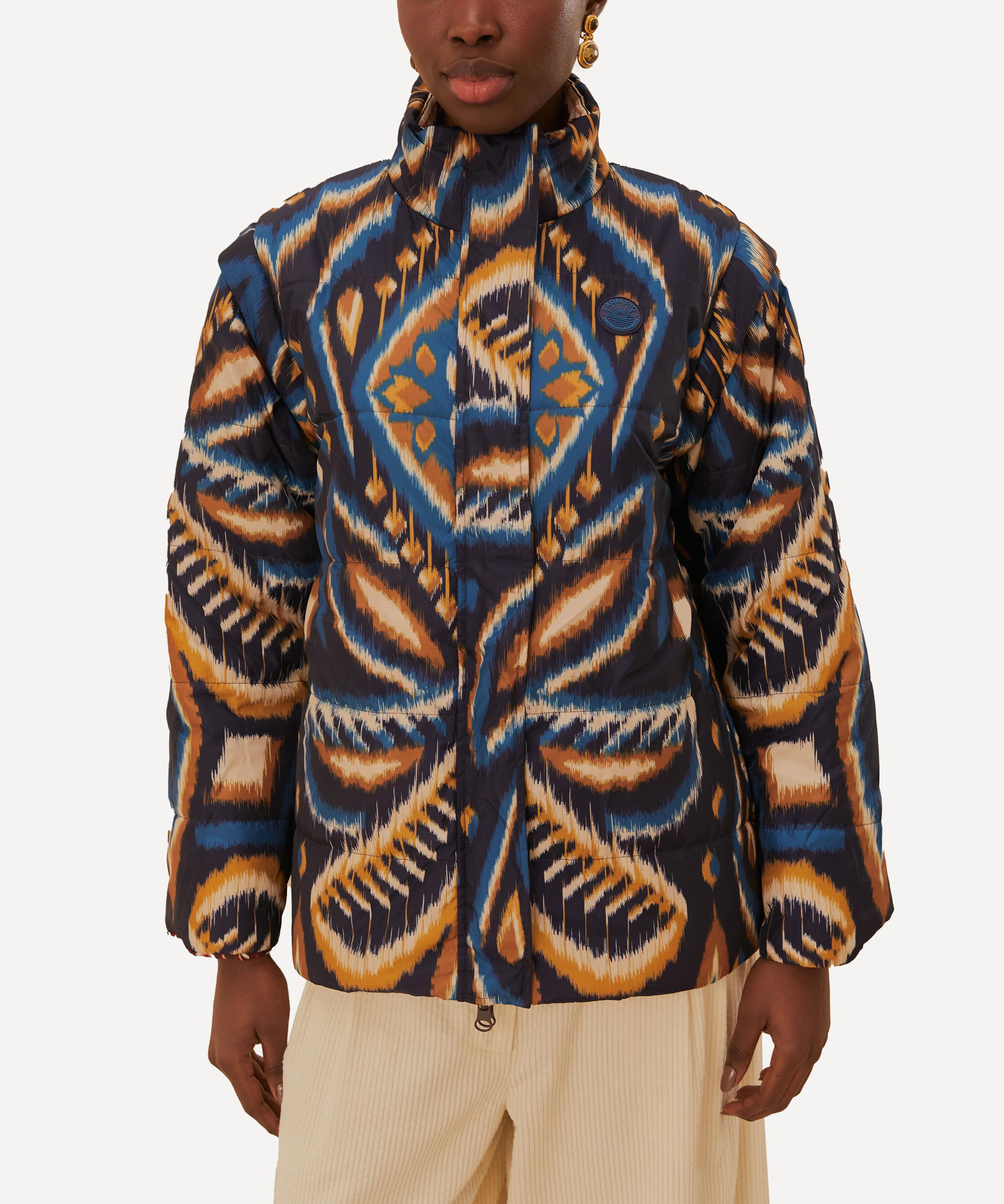 Cream Toucans Scarf Reversible Puffer Jacket - 3