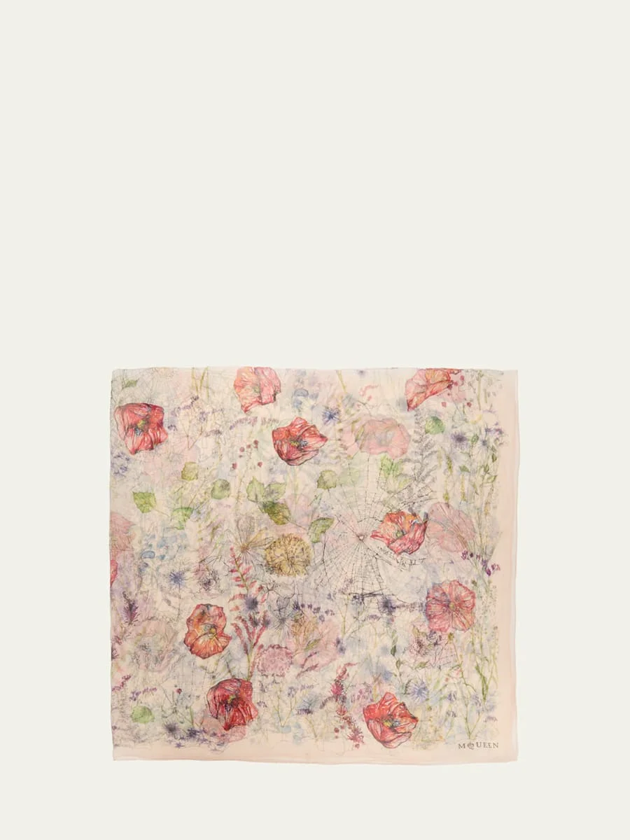 Skull & Spider Floral Scarf - 1