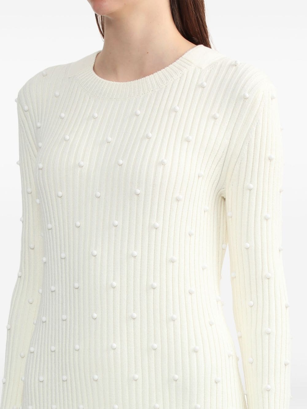 bead-embellished ribbed-knit dress - 5