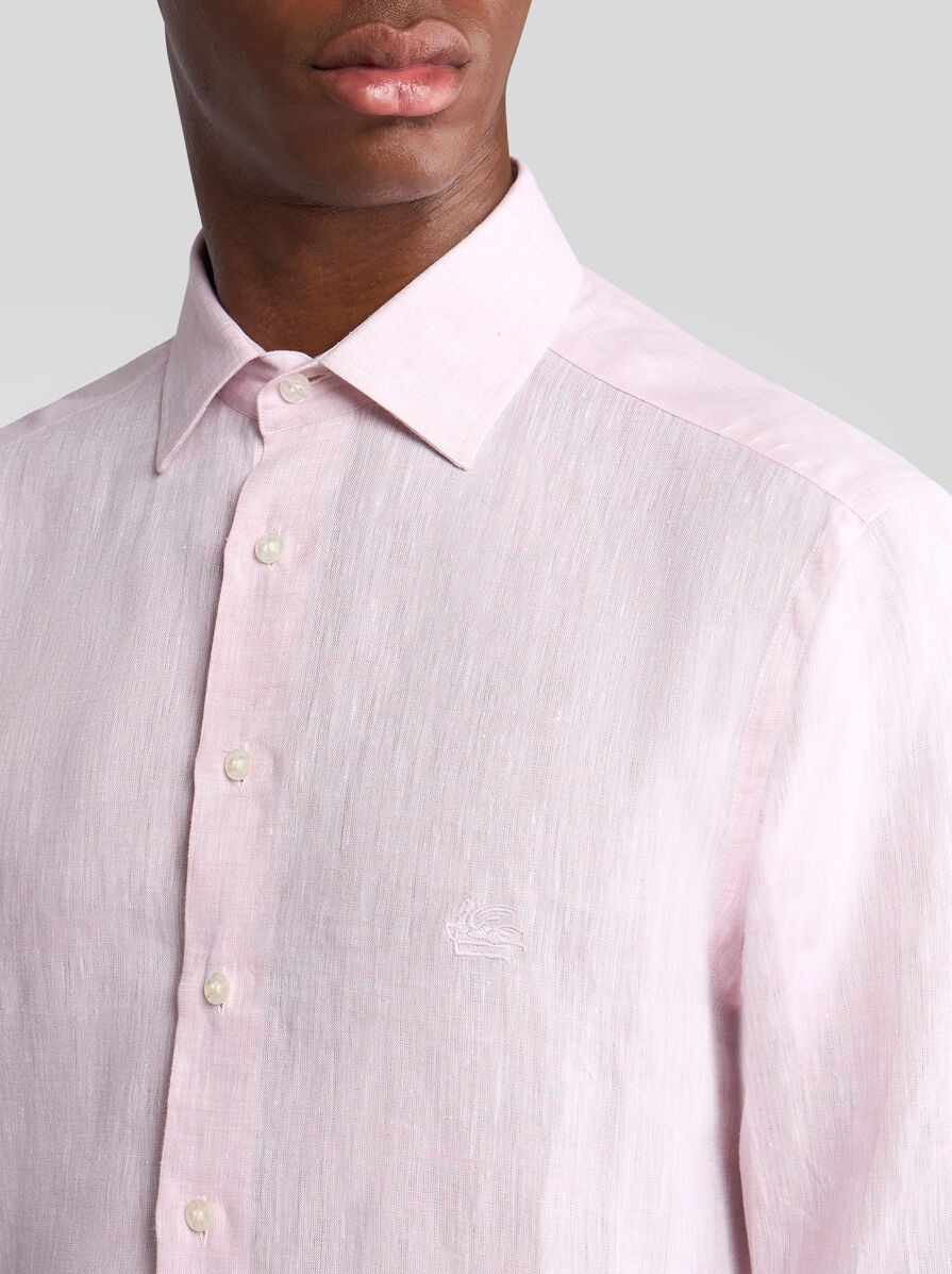 LINEN SHIRT WITH PEGASO EMBROIDERY - 3