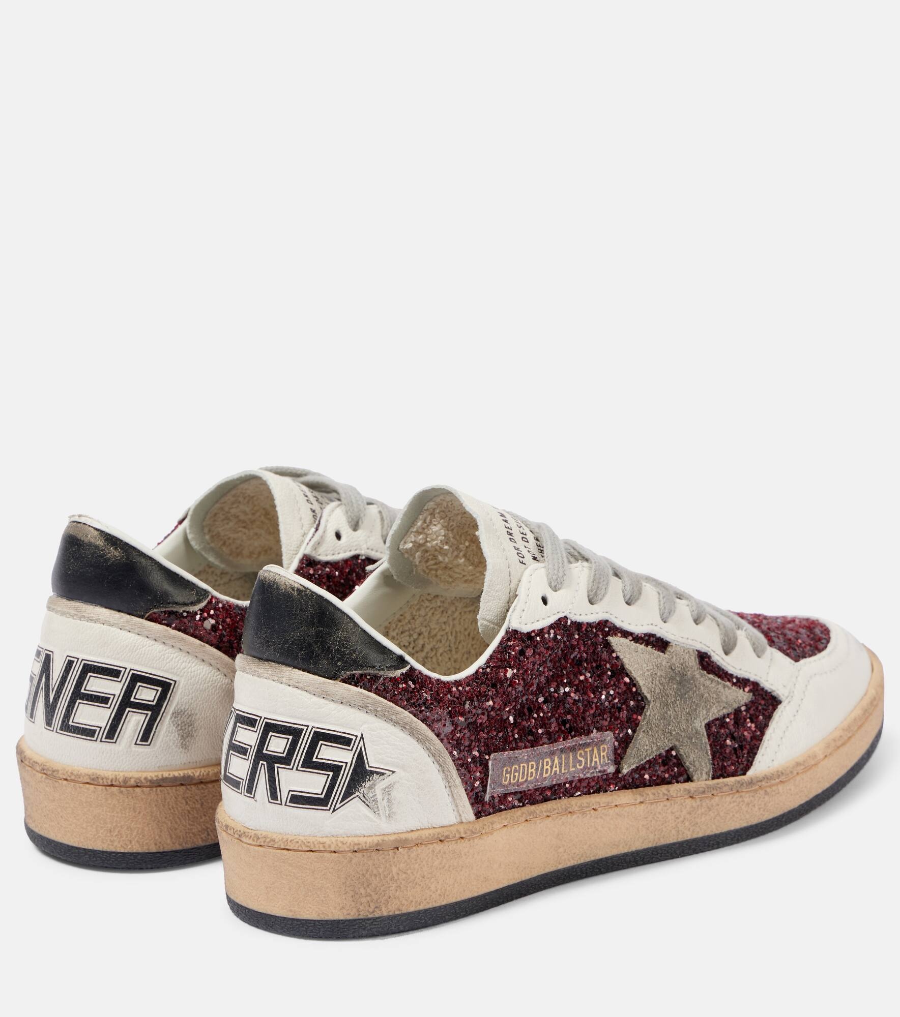 Ball-Star leather-trimmed glitter sneakers - 3