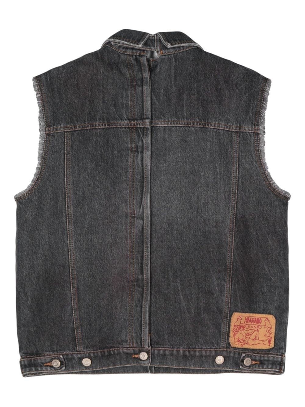 raw-edge denim vest - 3