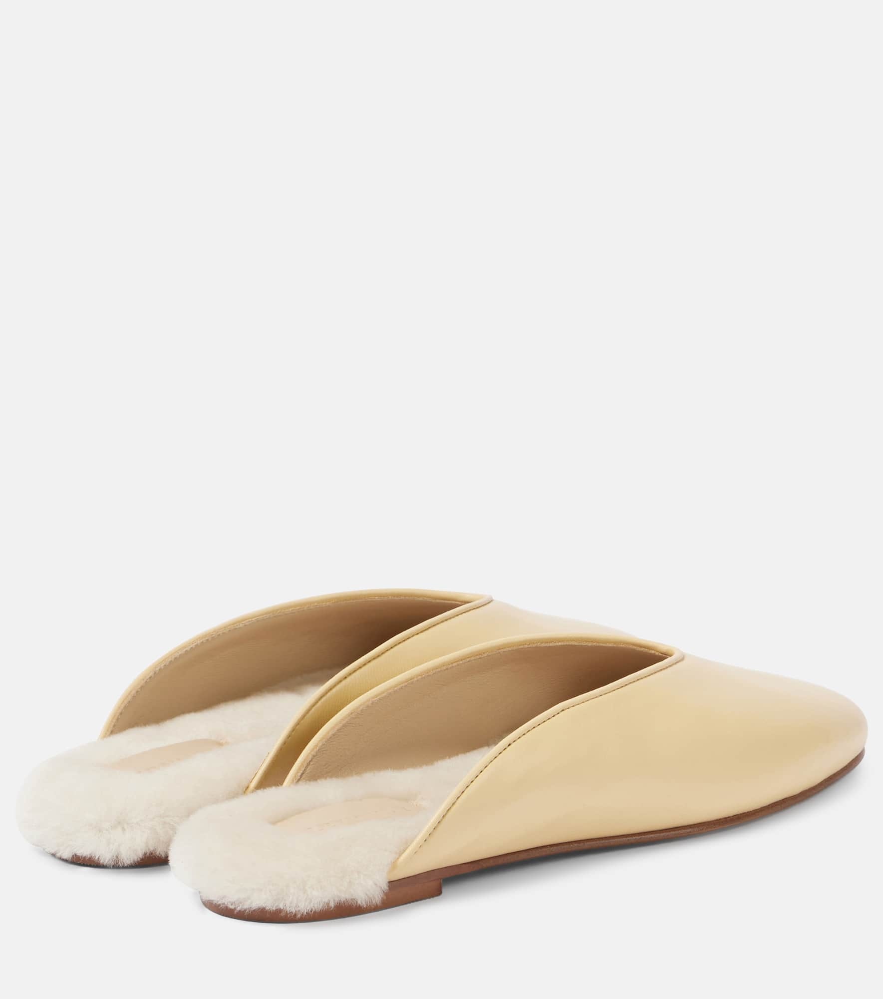 Regency shearling-trimmed leather mules - 2