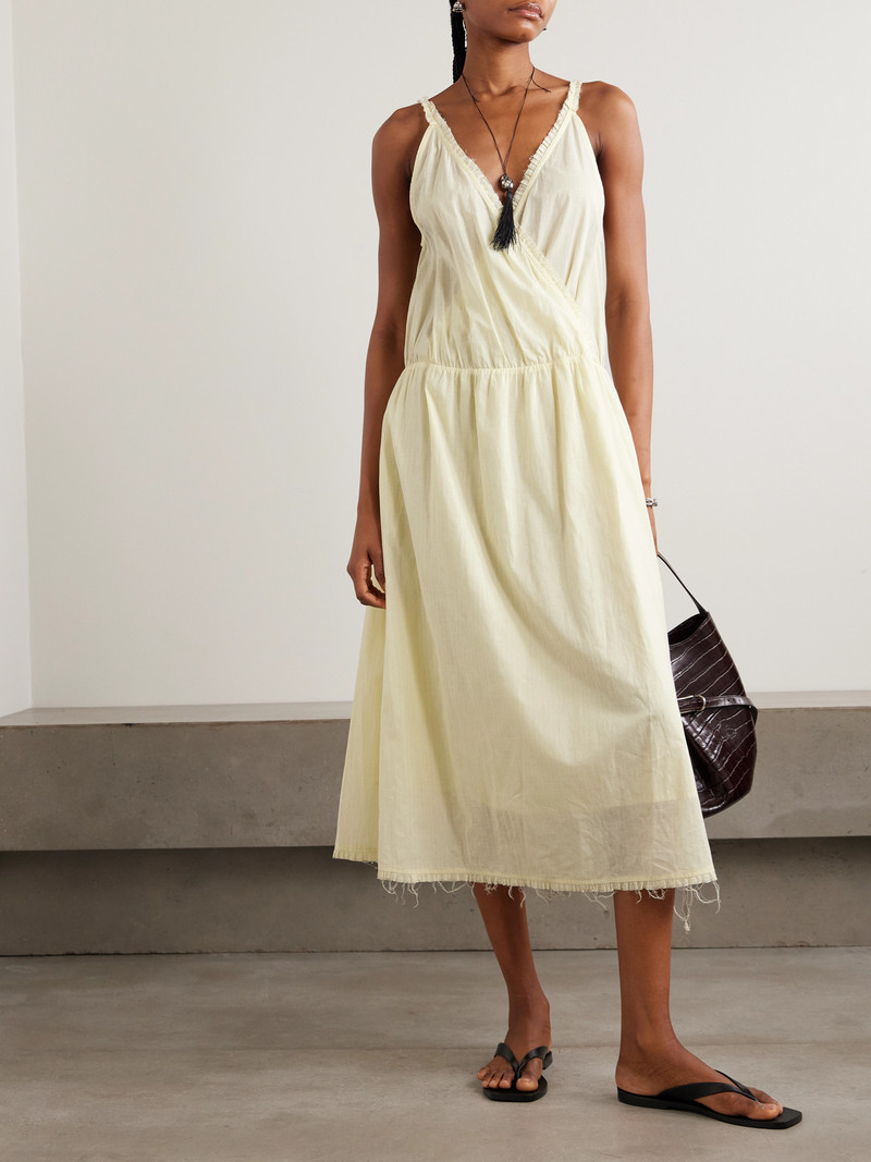 DEIJI STUDIOS Crossed Wrap-effect Striped Organic Cotton Midi Dress outlook