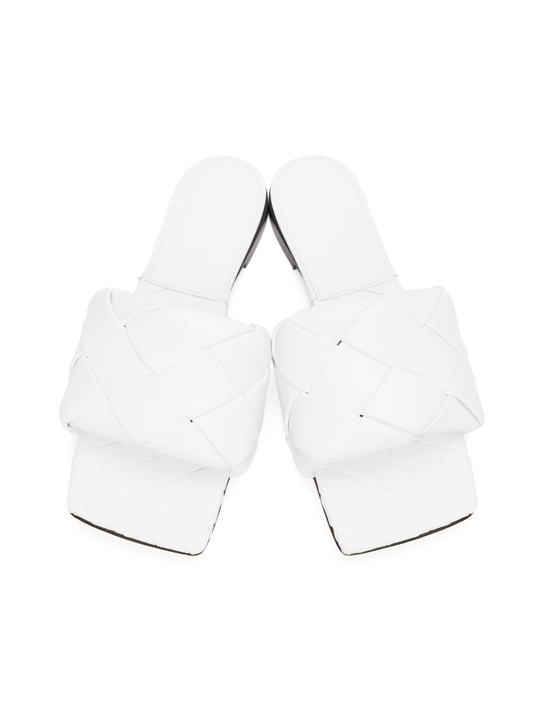 White Intrecciato Lido Flat Sandals - 5