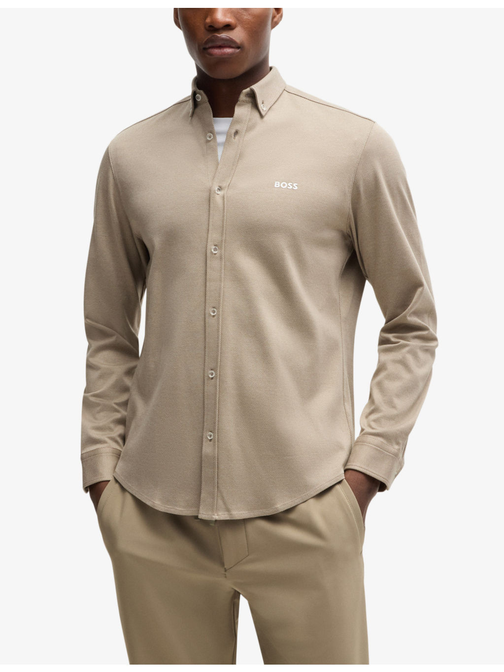Anti-wrinkle text-print regular-fit cotton shirt - 3