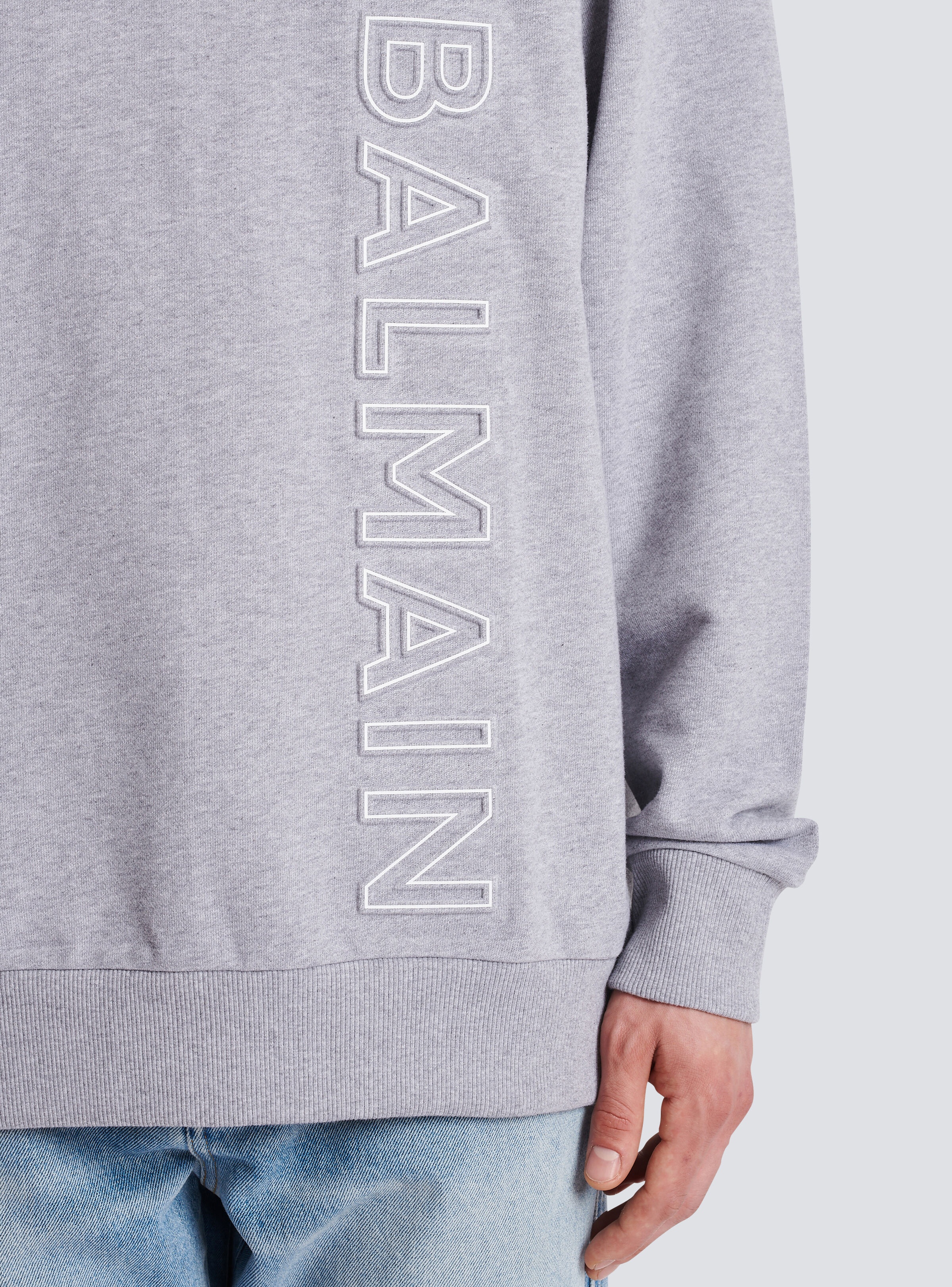 Hoodie in eco-responsible cotton with reflective Balmain logo - 7