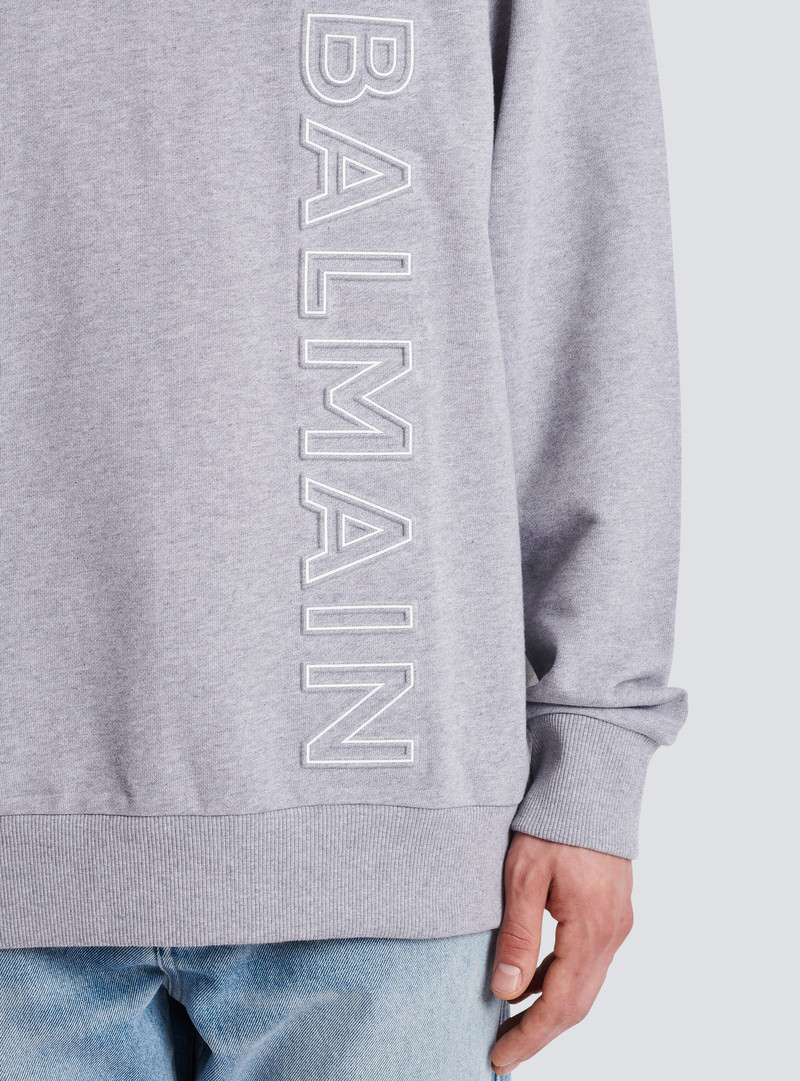 Hoodie in eco-responsible cotton with reflective Balmain logo 7