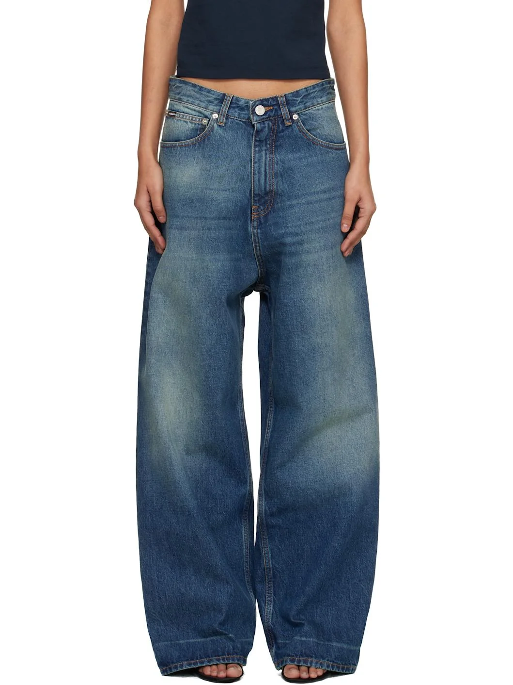 Navy Washed Baggy Jeans - 1