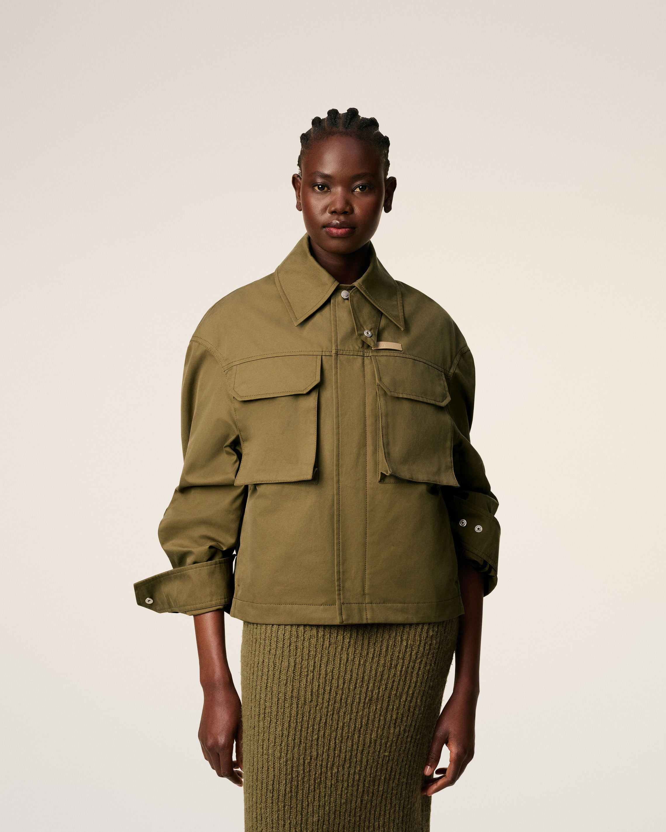 GREEN COTTON WORKER JACKET - 3