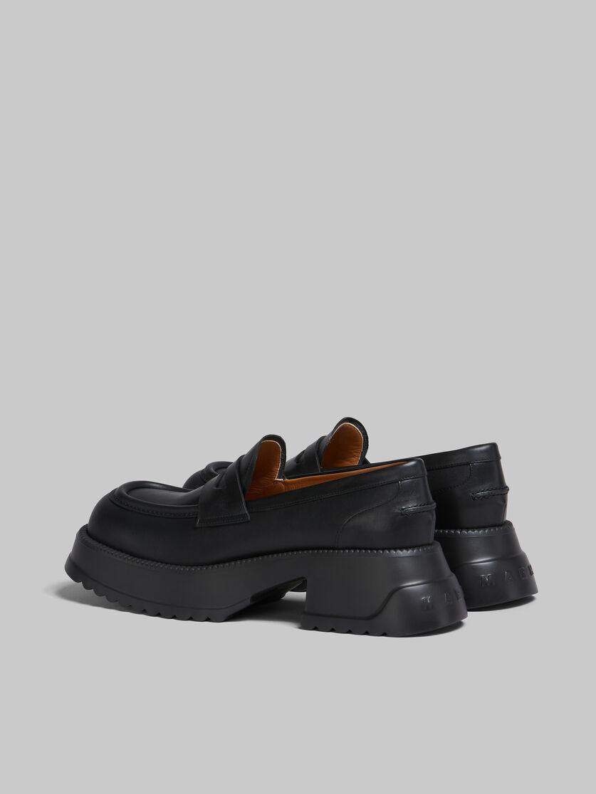 BLACK LEATHER LOAFER WITH PLATFORM SOLE - 3