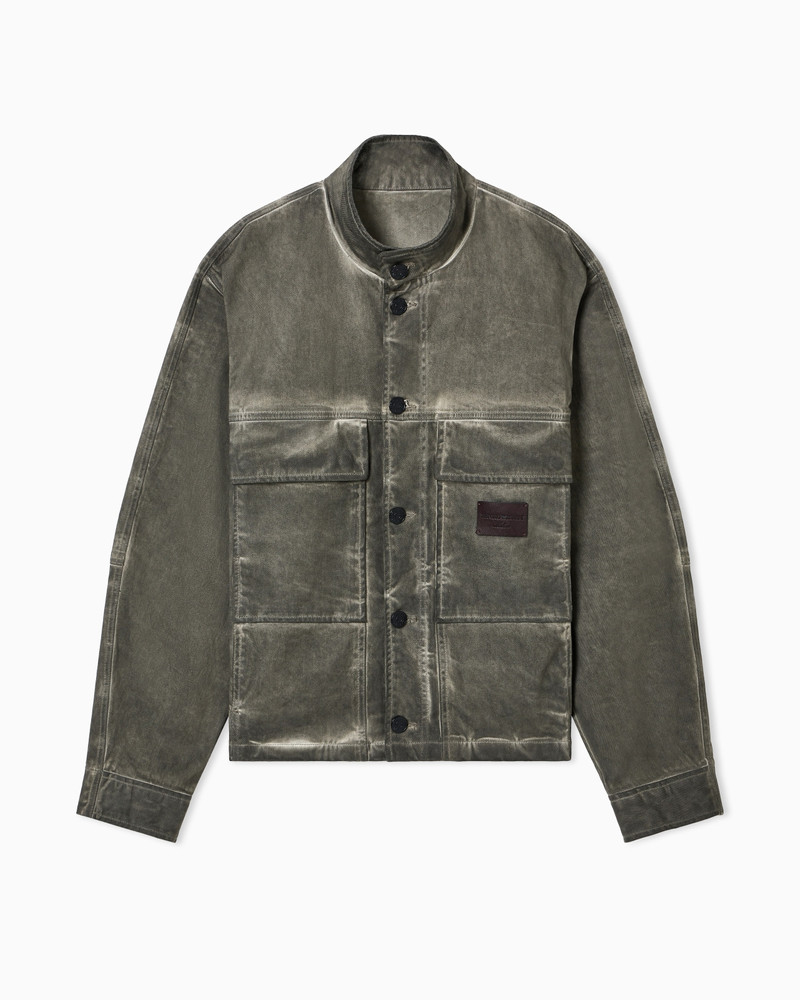 GARMENT-DYED, DIRTY-WASH STRETCH-DENIM JACKET 1