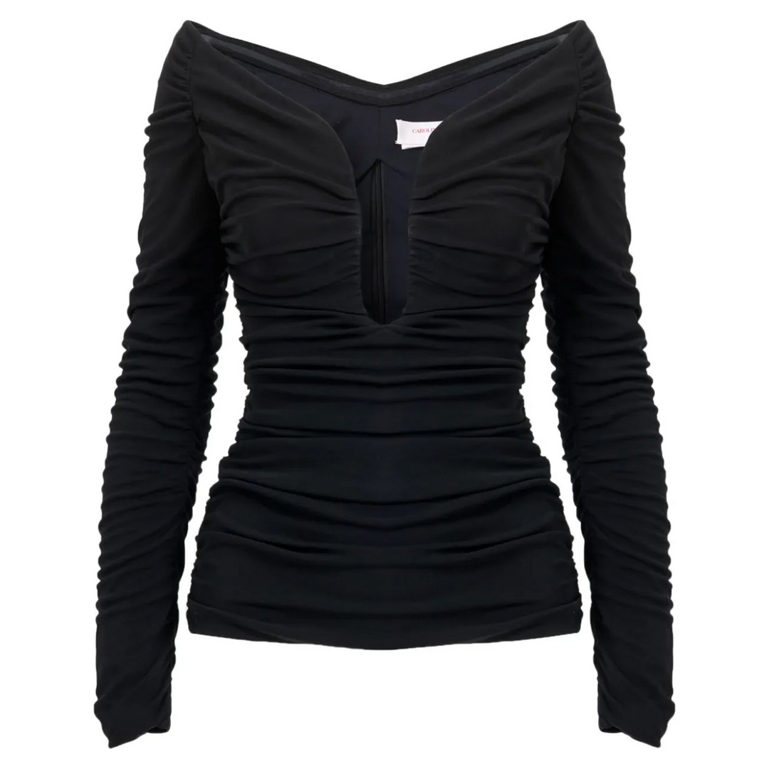 Deep U Neckline Ruched Top - 1
