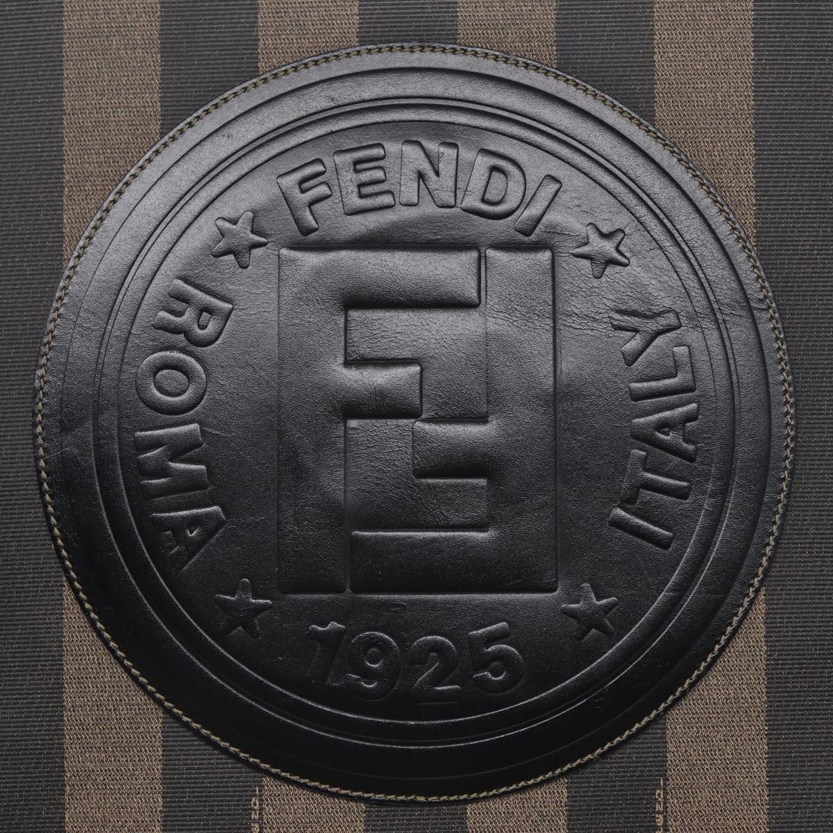 FENDI Pecan Canvas Tote Bag Brown Black Gold - 13