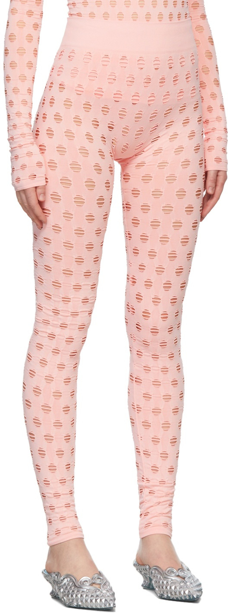 MAISIE WILEN SSENSE Exclusive Pink Perforated Leggings outlook