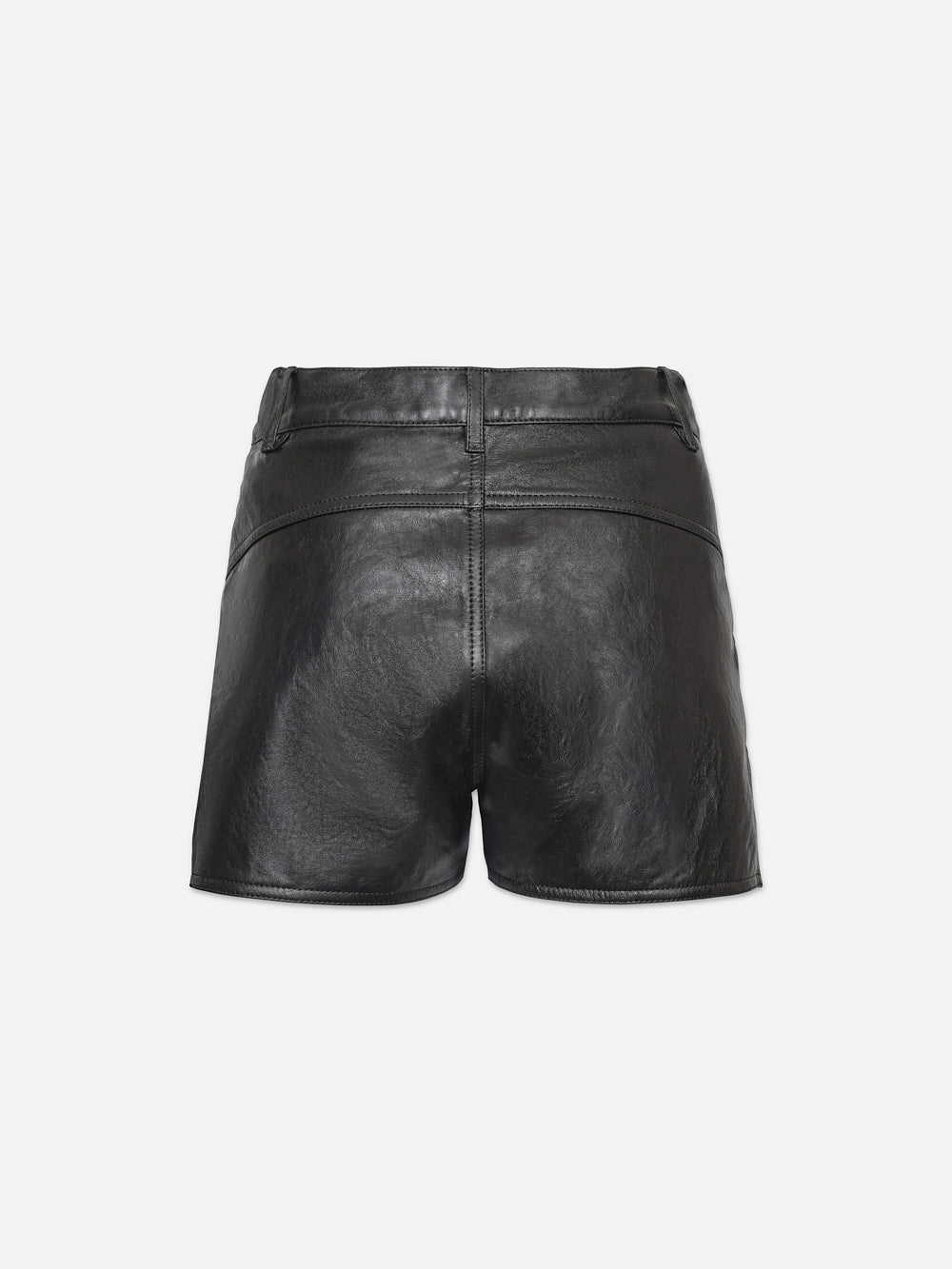 Side Slit Leather Short in Black - 3