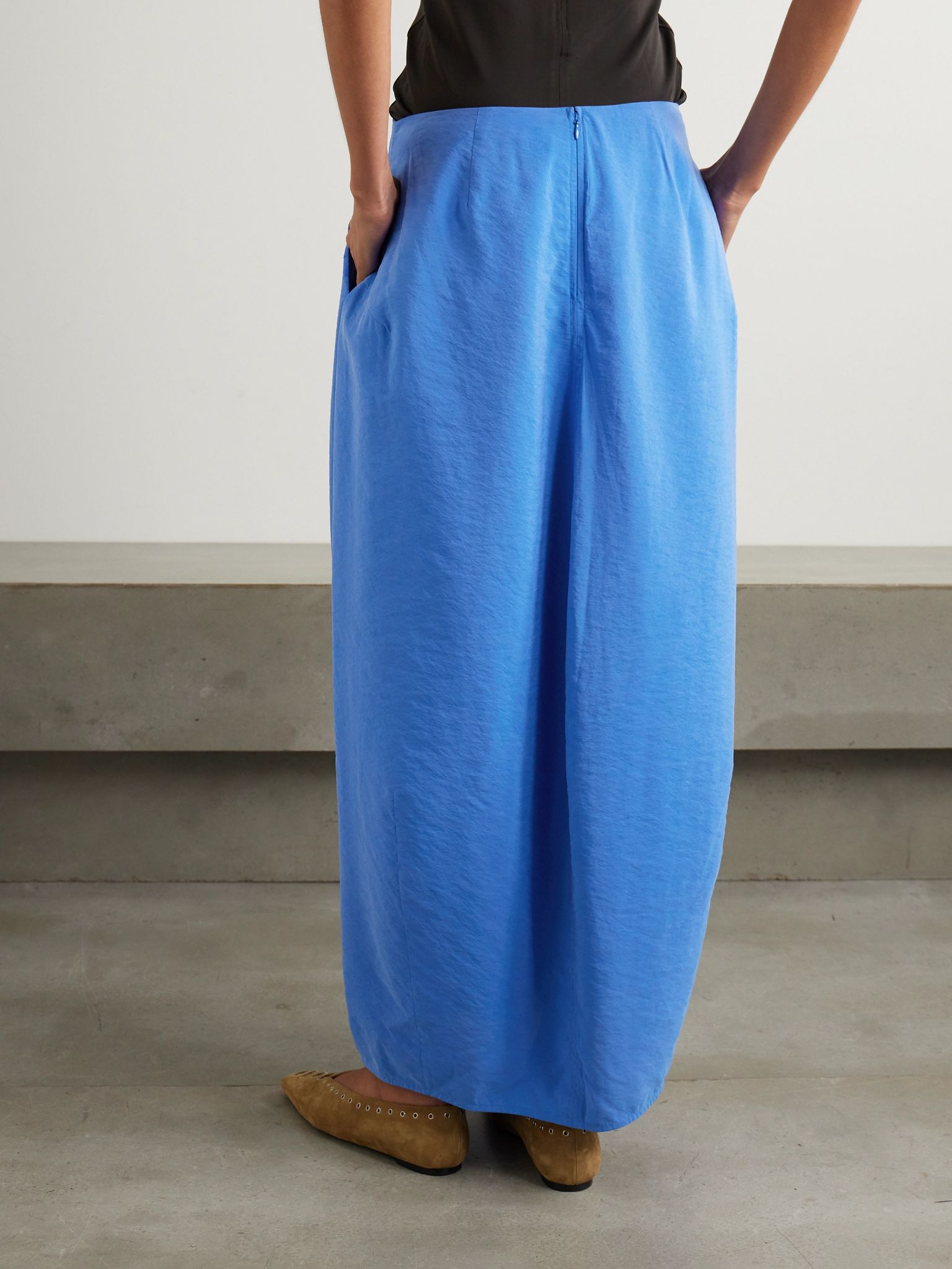 Parachute silk-blend maxi skirt Blue - 3
