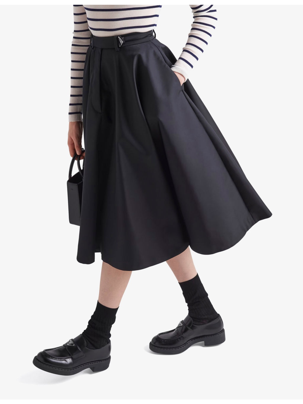 Re-Nylon logo-plaque high-rise pleated skirt - 3