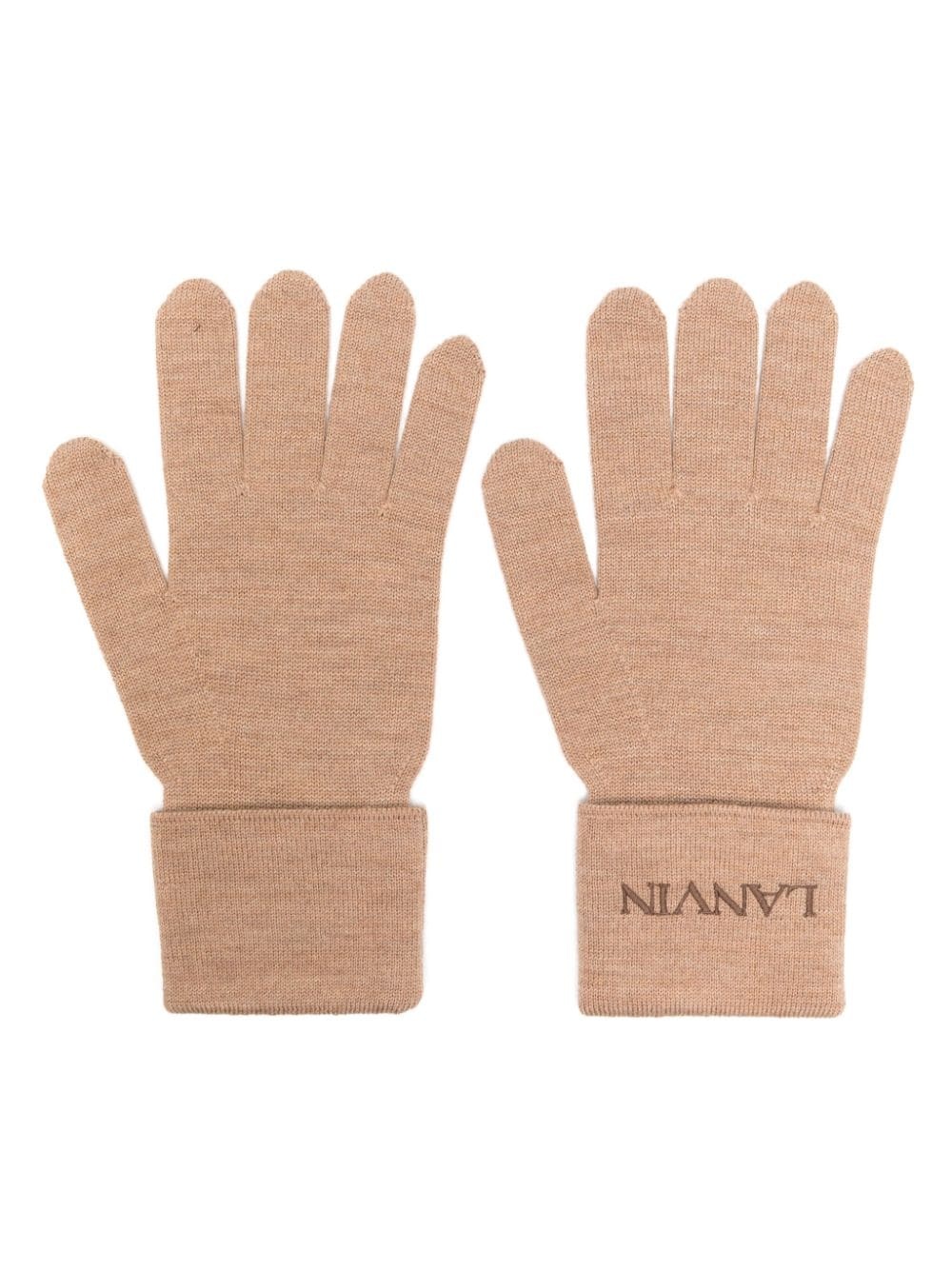 logo-embroidered wool gloves - 1