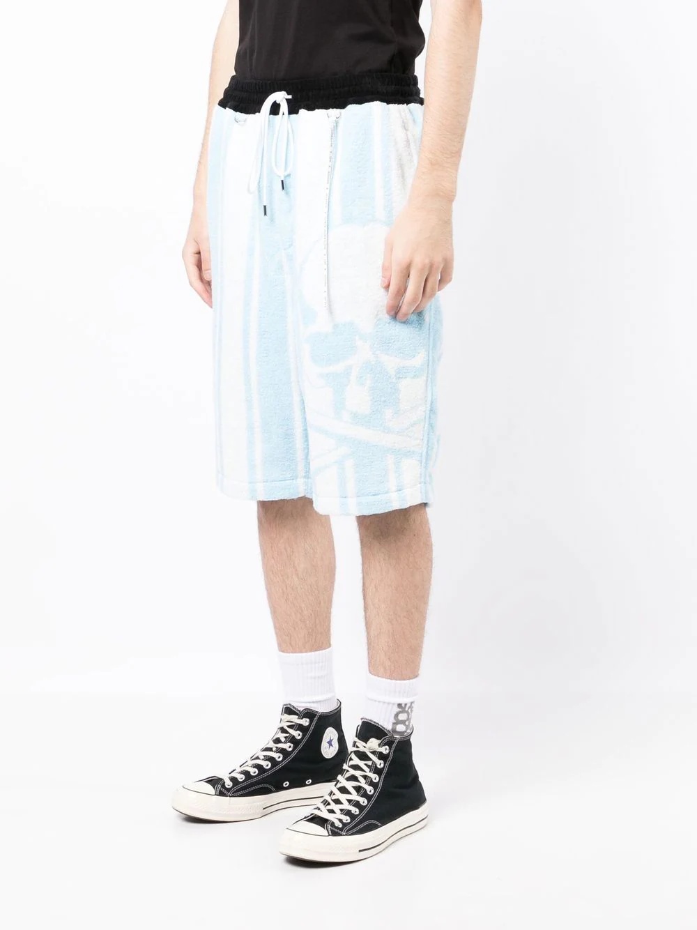 stripe-print fleece shorts - 3