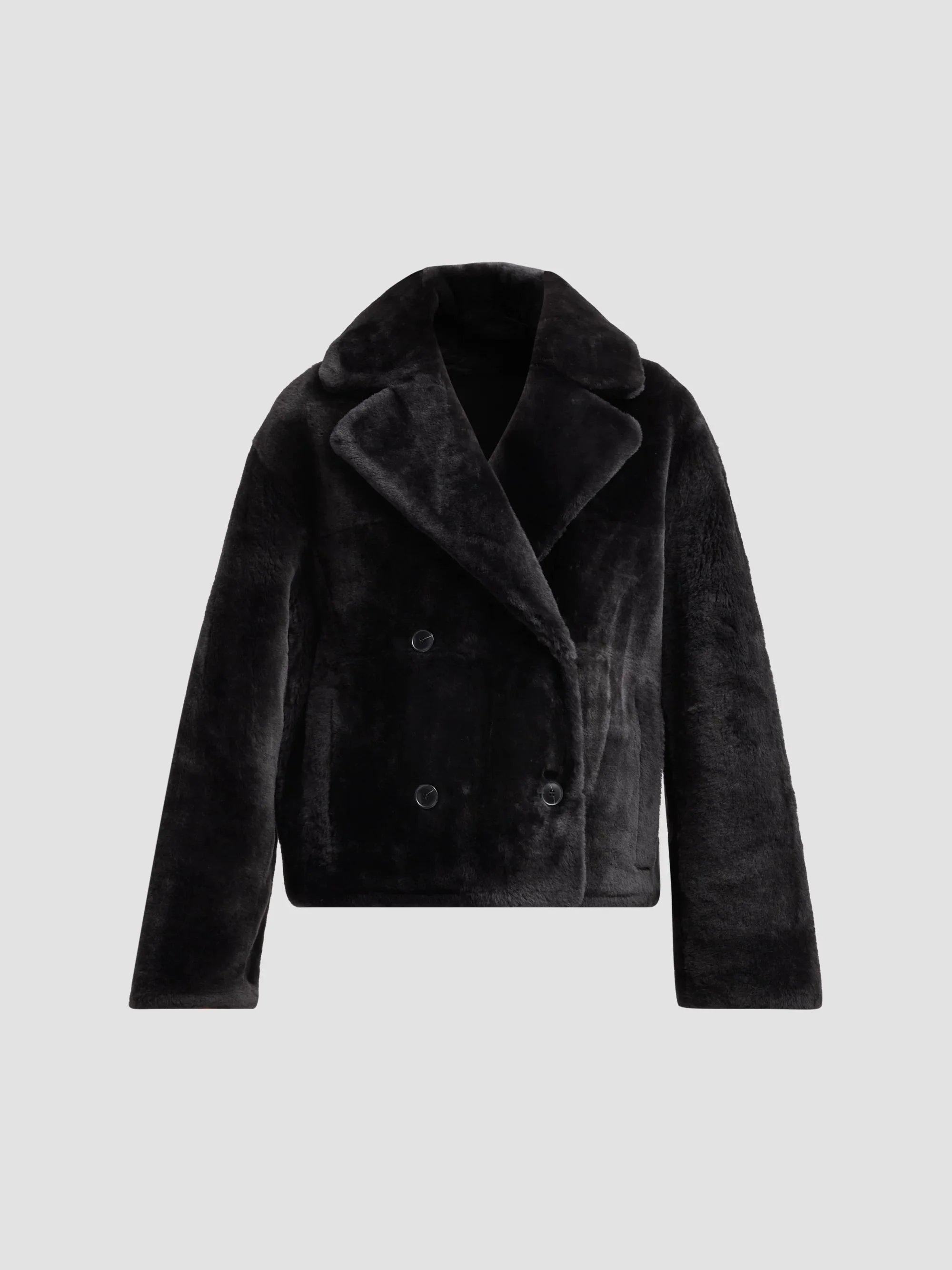 Women's Shearling Double-Breasted Jacket - Storm - 1