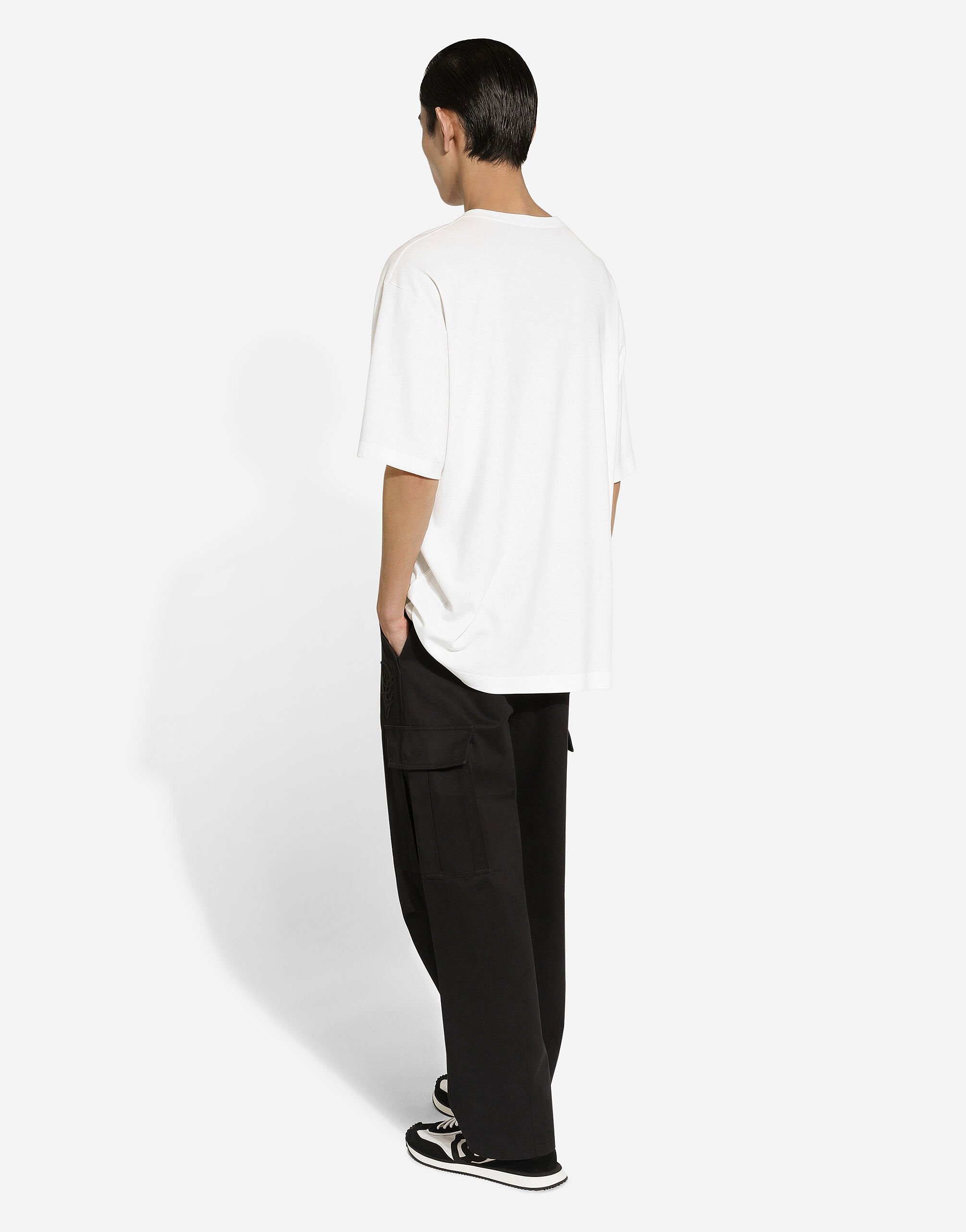 Cotton round-neck T-shirt with Dolce&Gabbana logo - 3