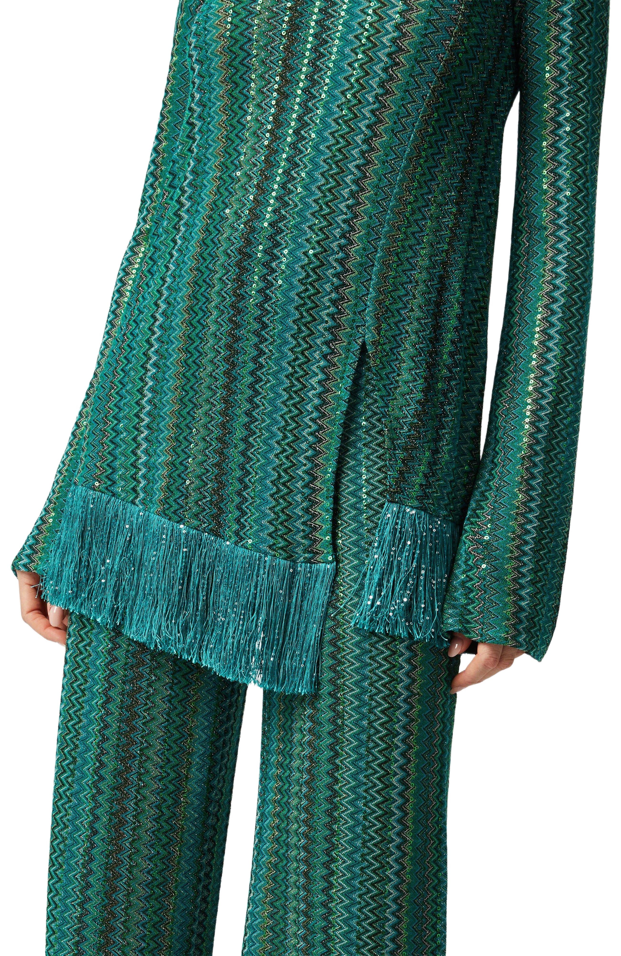 Missoni Zig Zag Sweater With Sequins And Asymmetrical Hem With Fringes in Multicoloured at Nordstrom - 8