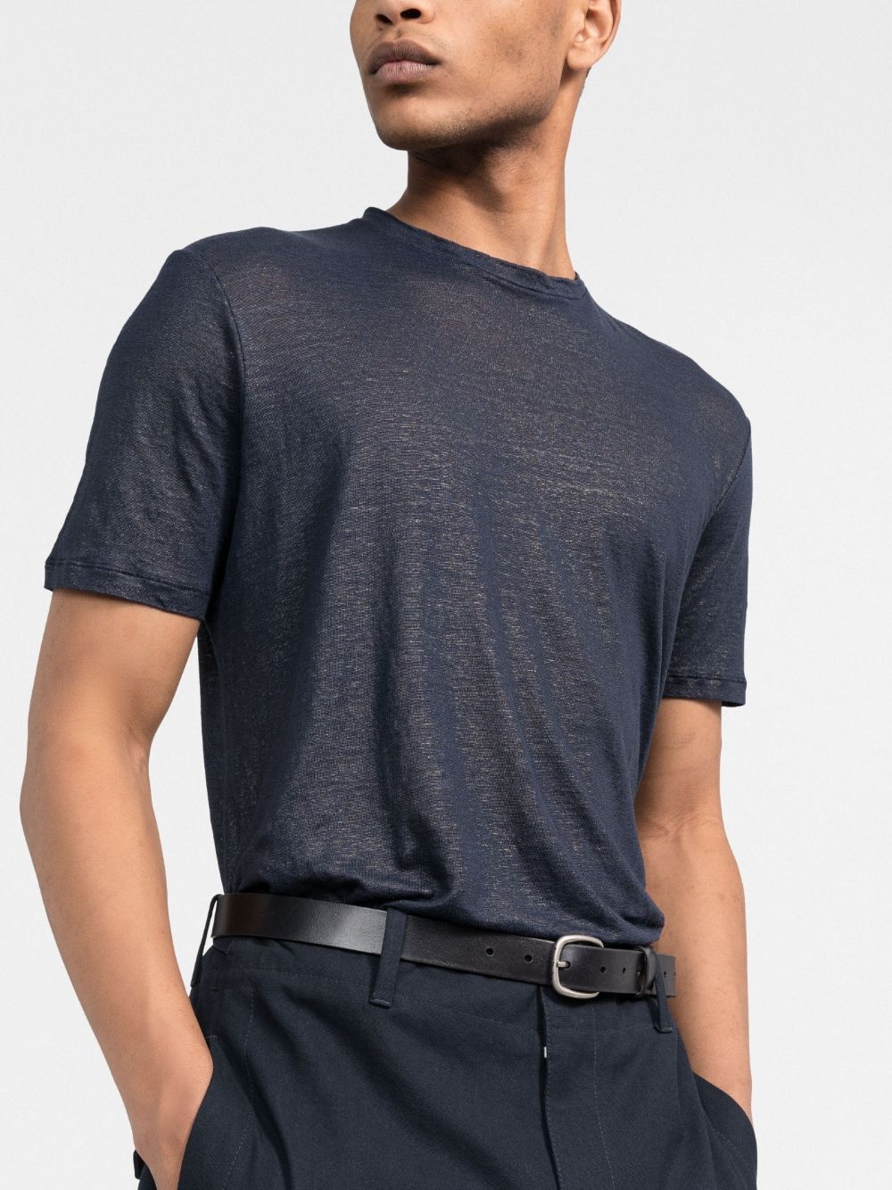 round-neck linen T-shirt - 3