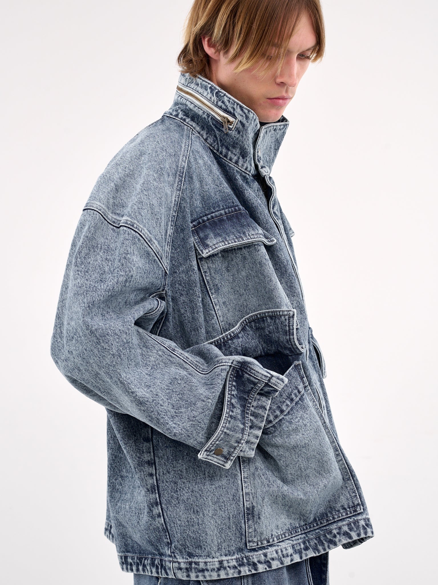 Denim Utility Cargo Jacket - 5