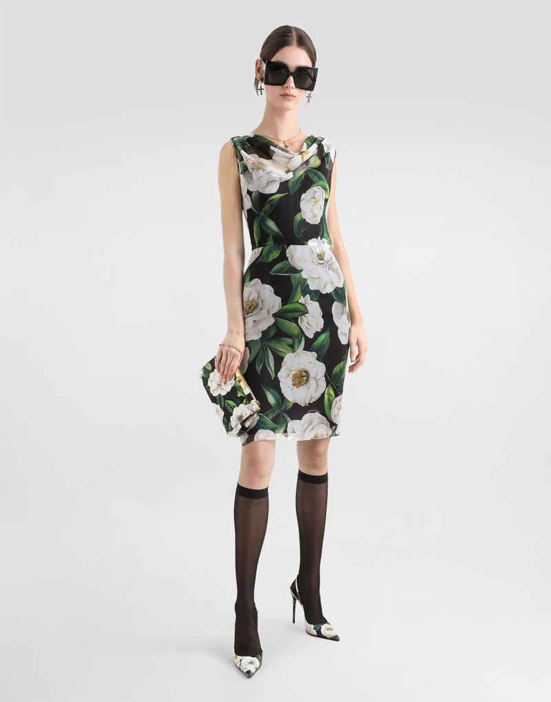 Dolce & Gabbana Gardenia-print chiffon midi dress outlook