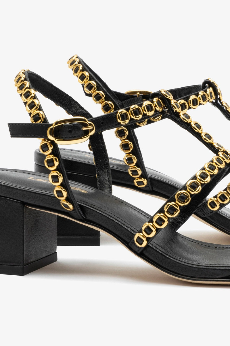 Milanina Block Sandal In Black Leather 4