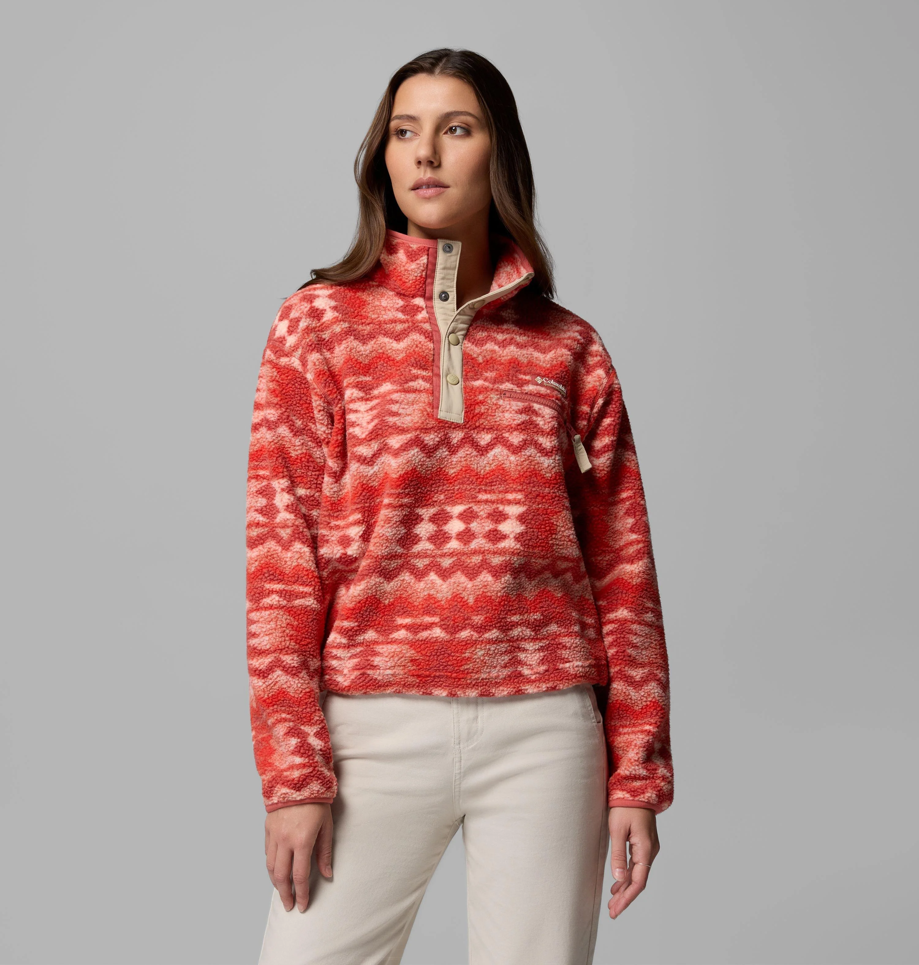 Women's Helvetia II Printed Cropped Half Snap Fleece Pullover - 1