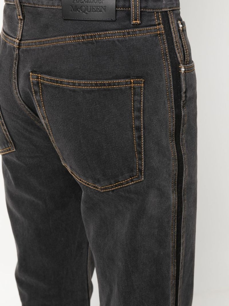 side stripe straight-leg jeans - 10