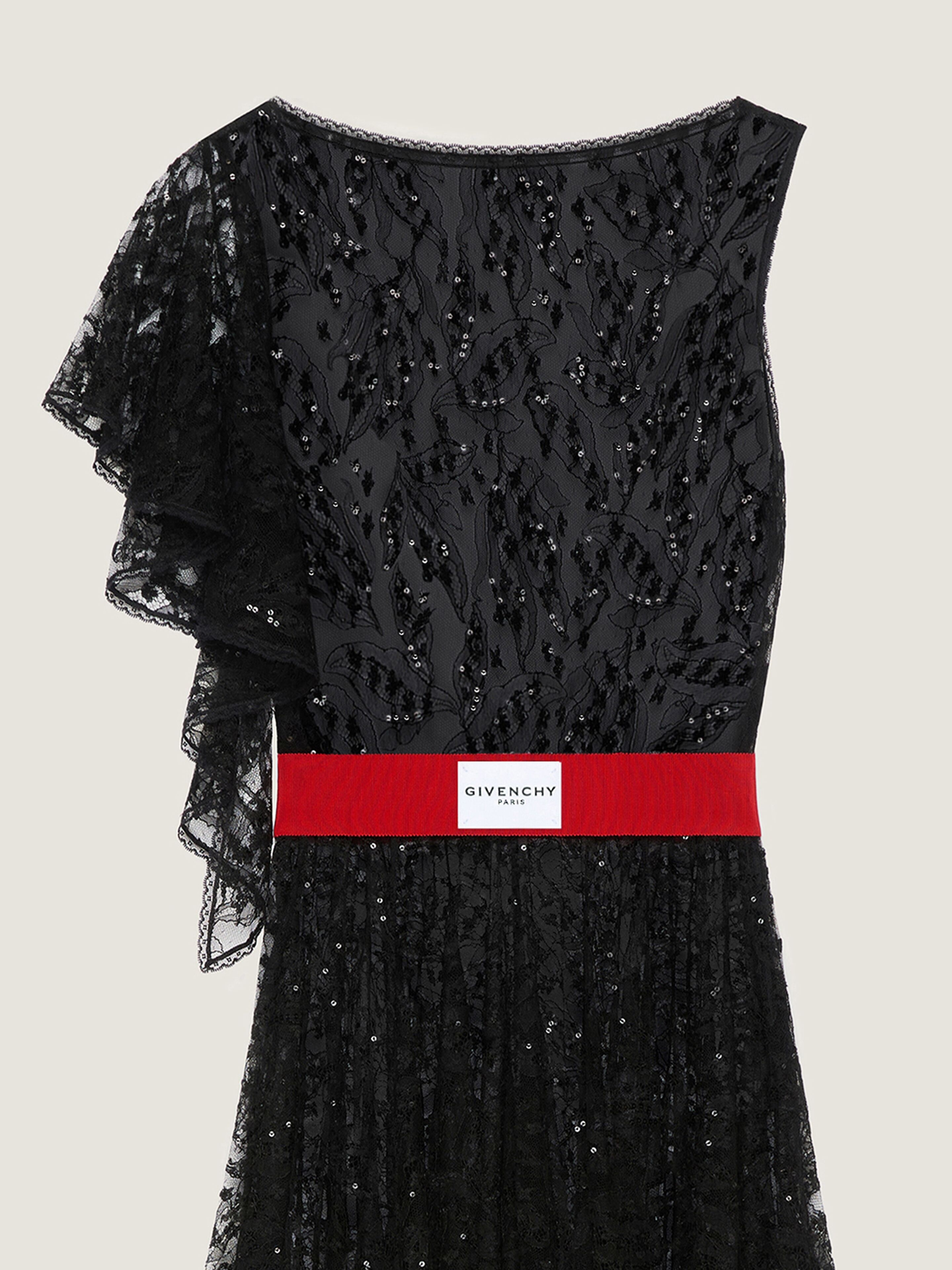 ASYMMETRIC DRESS IN LACE WITH SEQUINS - 5