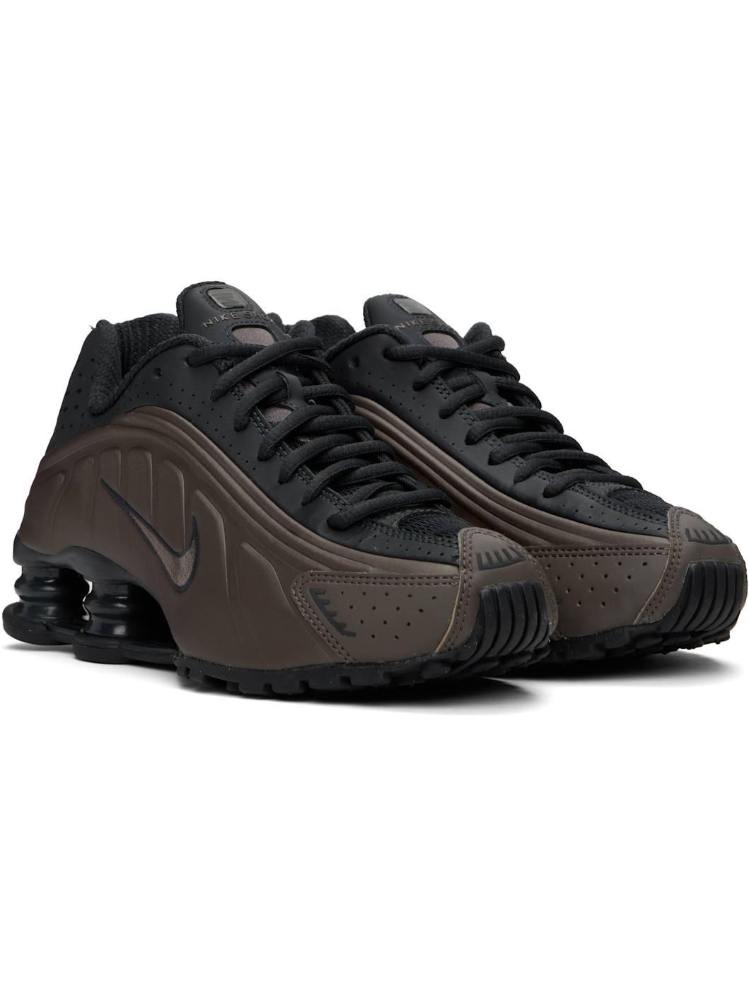Khaki & Black Shox R4 Sneakers - 4
